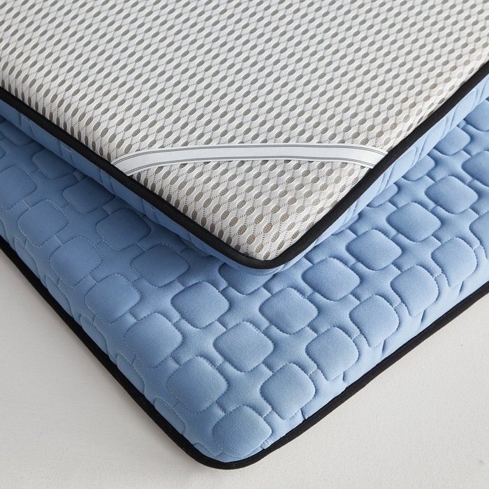 91家纺网 家纺一手货源 找家纺 祁恋婷家居 2025新款A类牛奶丝棉花抗压床垫【床垫遮盖物】 单边四菱格蓝