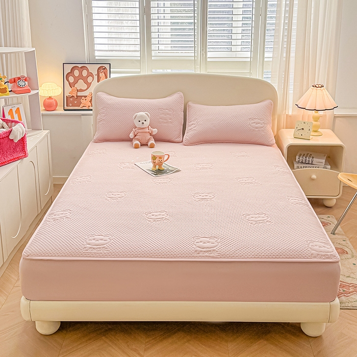 91家纺网 家纺一手货源 找家纺 喜居 2025新款幸运多-夹棉床笠系列 幸运多-樱粉