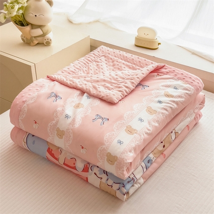 91家纺网 家纺一手货源 找家纺 （总）兄弟坊 2025新款水洗棉双层纱豆豆印花夏被夏凉被