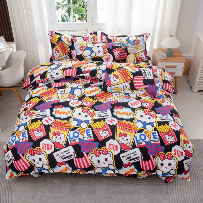 91家纺网 家纺一手货源 找家纺 乐居坊  2025新款柔软亲肤印花四件套大床图 潮流凯蒂