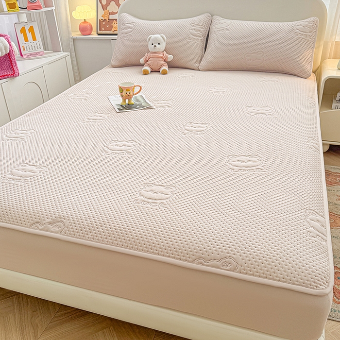 91家纺网 家纺一手货源 找家纺 喜居 2025新款幸运多-夹棉床笠系列 幸运多-奶咖