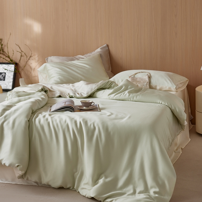 91家纺网 家纺一手货源 找家纺 （总）简纯主义 2025新款60兰精天丝拼色纯色四件套