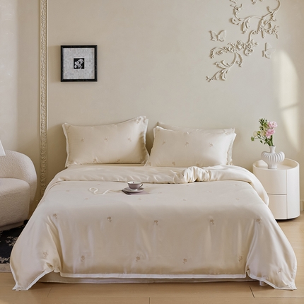 简纯主义 2025新款香氛玫瑰天丝四件套 香氛玫瑰-香槟