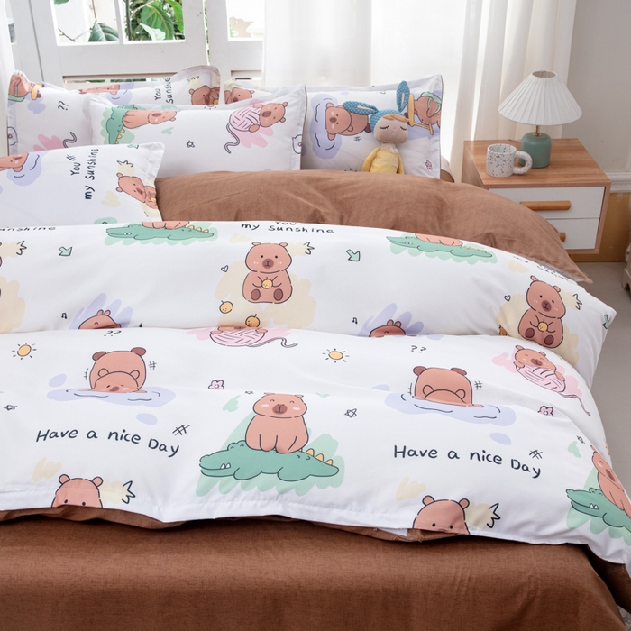 91家纺网 家纺一手货源 找家纺 乐居坊  2025新款柔软亲肤印花四件套大床图 卡皮巴拉