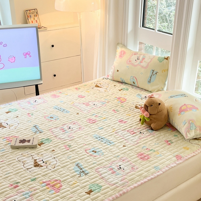 91家纺网 家纺一手货源 找家纺 Sweet dreams甜梦 2025新款全棉卡通小清新棉垫子床垫旅行垫 萌趣乐园