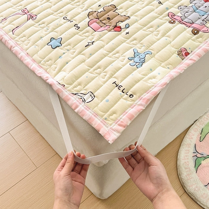 91家纺网 家纺一手货源 找家纺 Sweet dreams甜梦 2025新款全棉卡通小清新棉垫子床垫旅行垫 动物派对