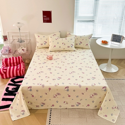 木堇家居 2025新款全棉三丽鸥床单枕套单品系列（含防伪码） 全棉床单--气球kt猫