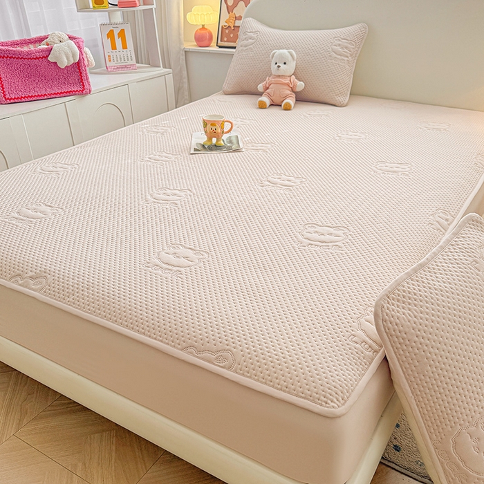 91家纺网 家纺一手货源 找家纺 喜居 2025新款幸运多-夹棉床笠系列 幸运多-奶咖