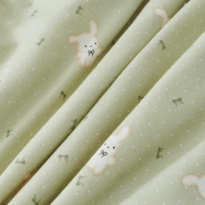 91家纺网 家纺一手货源 找家纺 森林人 2025新款A类针织棉大豆夏凉被 萌兔绿