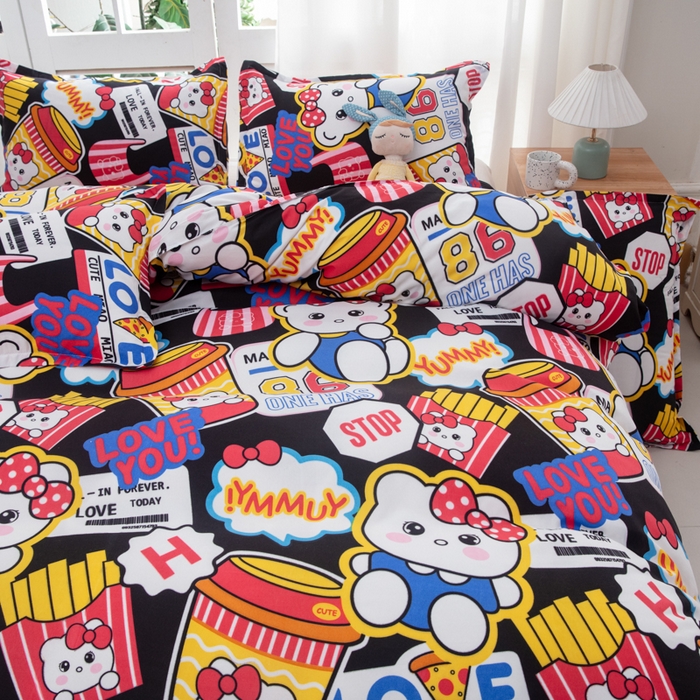 91家纺网 家纺一手货源 找家纺 乐居坊  2025新款柔软亲肤印花四件套大床图 潮流凯蒂