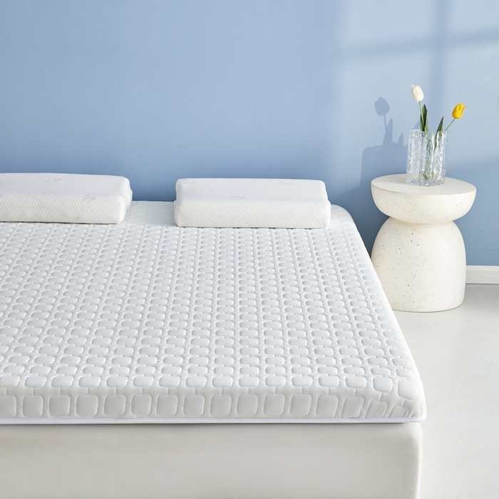 91家纺网 家纺一手货源 找家纺 祁恋婷家居 2025新款A类牛奶丝棉花抗压床垫【床垫遮盖物】 单边四菱格白