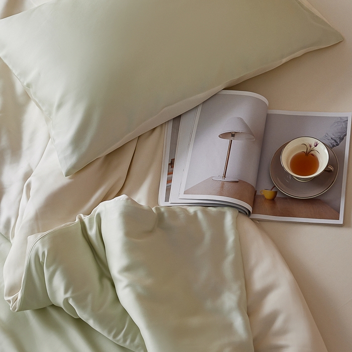 91家纺网 家纺一手货源 找家纺 （总）简纯主义 2025新款60兰精天丝拼色纯色四件套