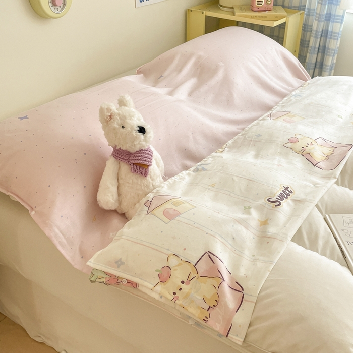 91家纺网 家纺一手货源 找家纺 Sweet dreams甜梦 2025新款全棉小清新卡通一体式旅行酒店睡袋 花花小象