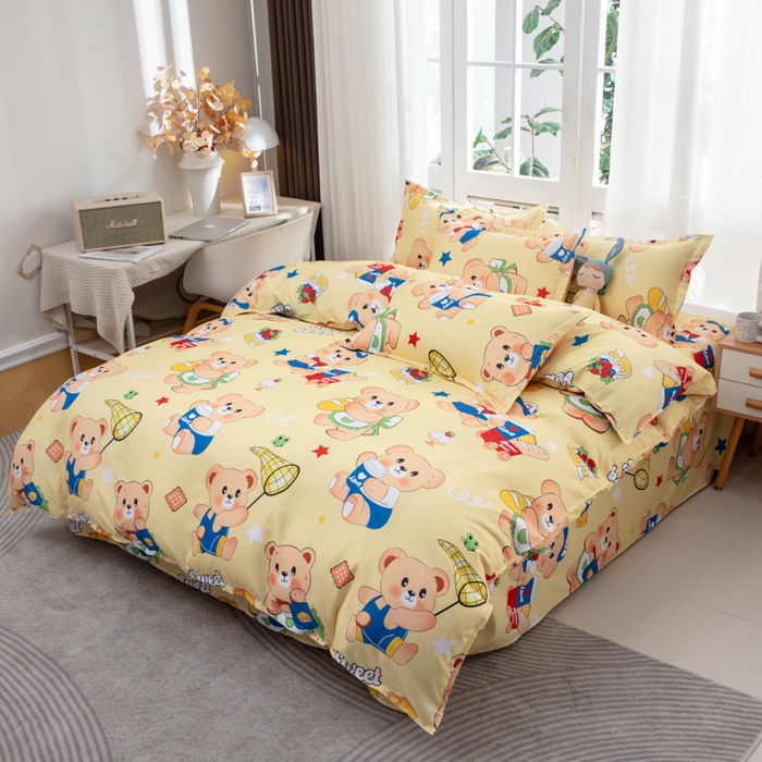 91家纺网 家纺一手货源 找家纺 乐居坊  2025新款柔软亲肤印花四件套大床图 小黄油拿铁