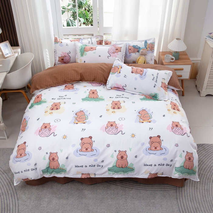 91家纺网 家纺一手货源 找家纺 乐居坊  2025新款柔软亲肤印花四件套大床图 卡皮巴拉