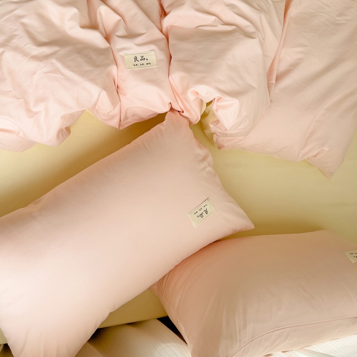 91家纺网 家纺一手货源 找家纺 眠博士 2025新款全棉40支纯色系列单被套 全棉拼色-浅粉+浅黄