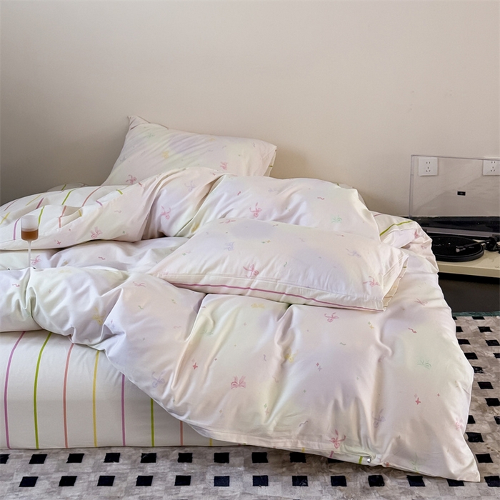 91家纺网 家纺一手货源 找家纺 窝米 2025新款全棉新品13370四件套 简约休闲风系列（悦溪、几何乐园） 梦幻