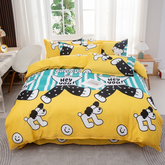 91家纺网 家纺一手货源 找家纺 乐居坊  2025新款柔软亲肤印花四件套大床图 幸运儿