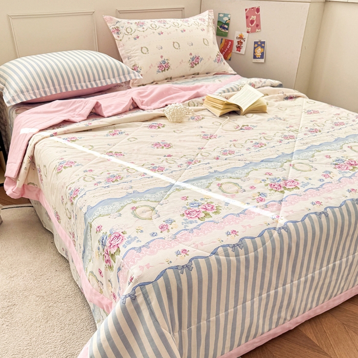 91家纺网 家纺一手货源 找家纺 棉造家居 2025新款春夏全棉纯棉印花夏被夏凉被空调被 芳菲羽