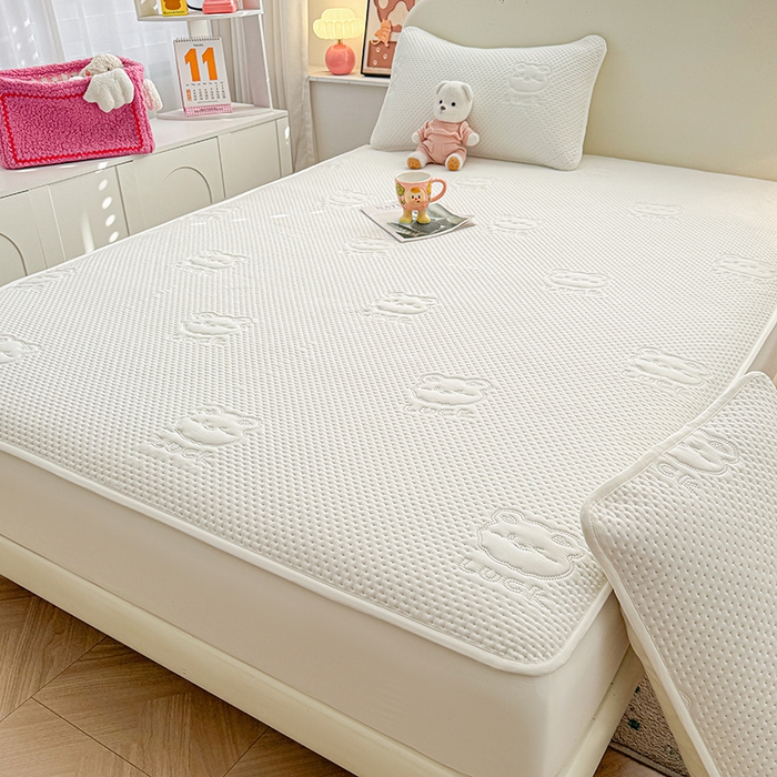 91家纺网 家纺一手货源 找家纺 喜居 2025新款幸运多-夹棉床笠系列 幸运多-米白