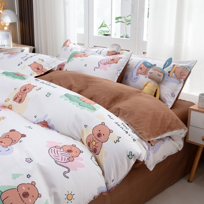 91家纺网 家纺一手货源 找家纺 乐居坊  2025新款柔软亲肤印花四件套大床图 卡皮巴拉