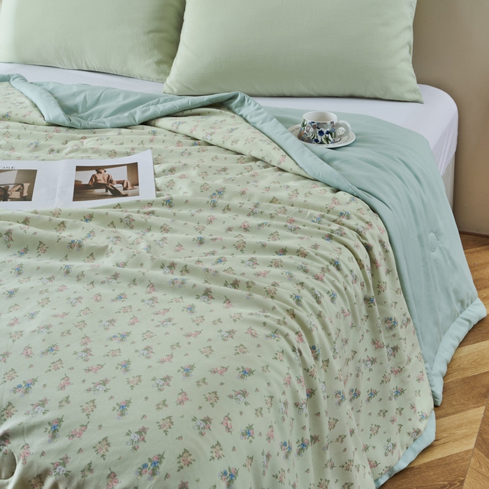 91家纺网 家纺一手货源 找家纺 森林人 2025新款A类针织棉大豆夏凉被 花簇