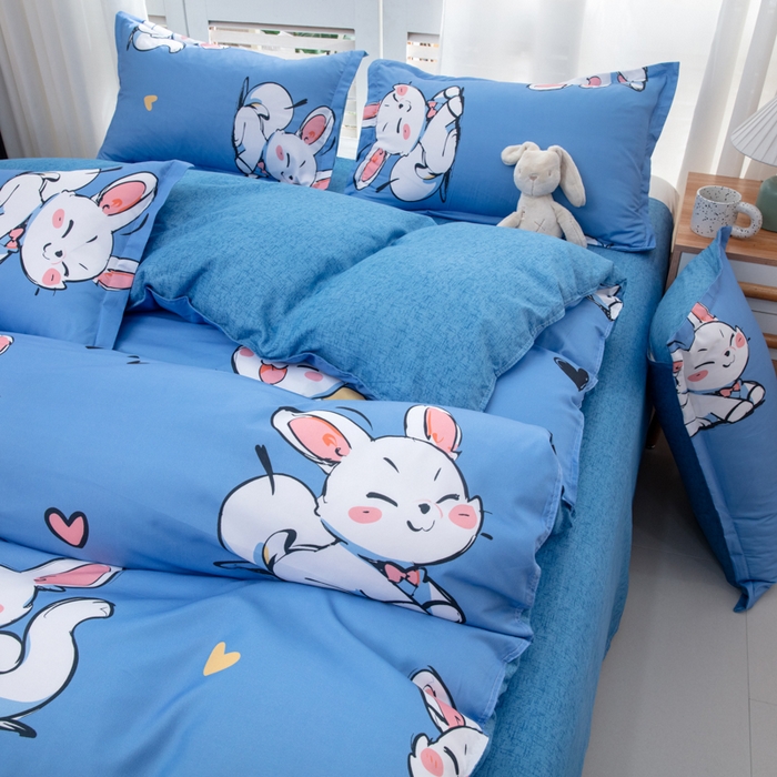 91家纺网 家纺一手货源 找家纺 乐居坊  2025新款柔软亲肤印花四件套大床图 快乐兔