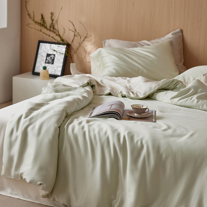 91家纺网 家纺一手货源 找家纺 （总）简纯主义 2025新款60兰精天丝拼色纯色四件套