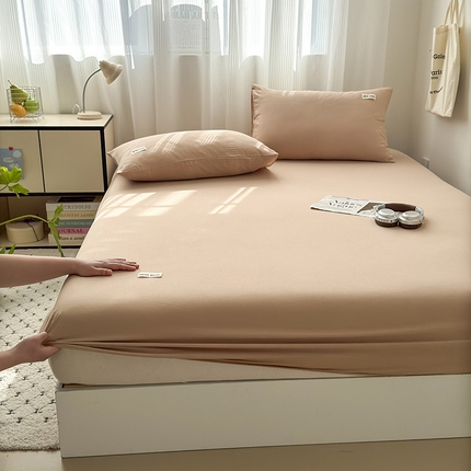 91家纺网 家纺一手货源 找家纺 罗亿家纺 2025新款云感提花双层纱单床笠 奶咖床笠