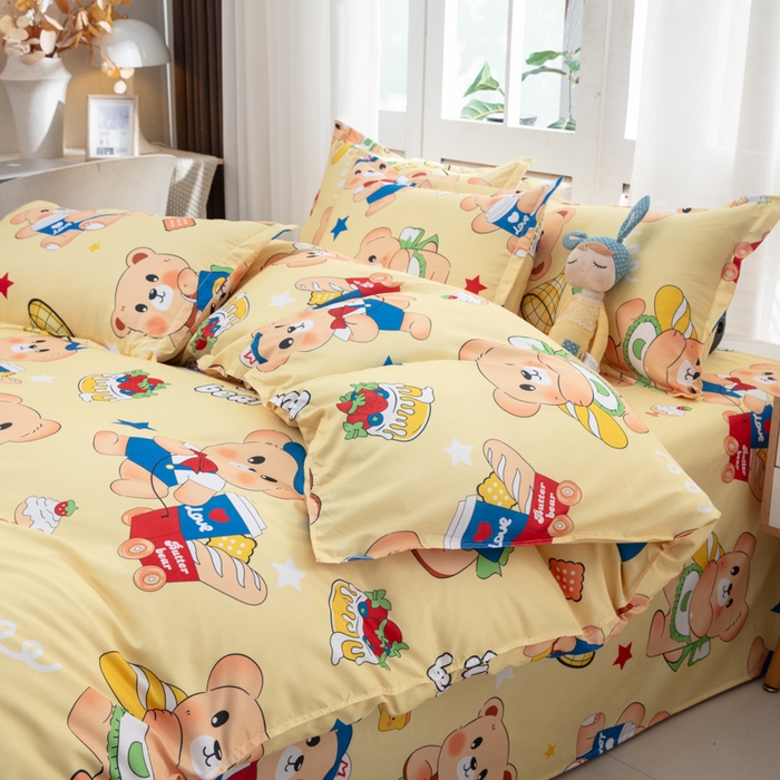 91家纺网 家纺一手货源 找家纺 乐居坊  2025新款柔软亲肤印花四件套大床图 小黄油拿铁