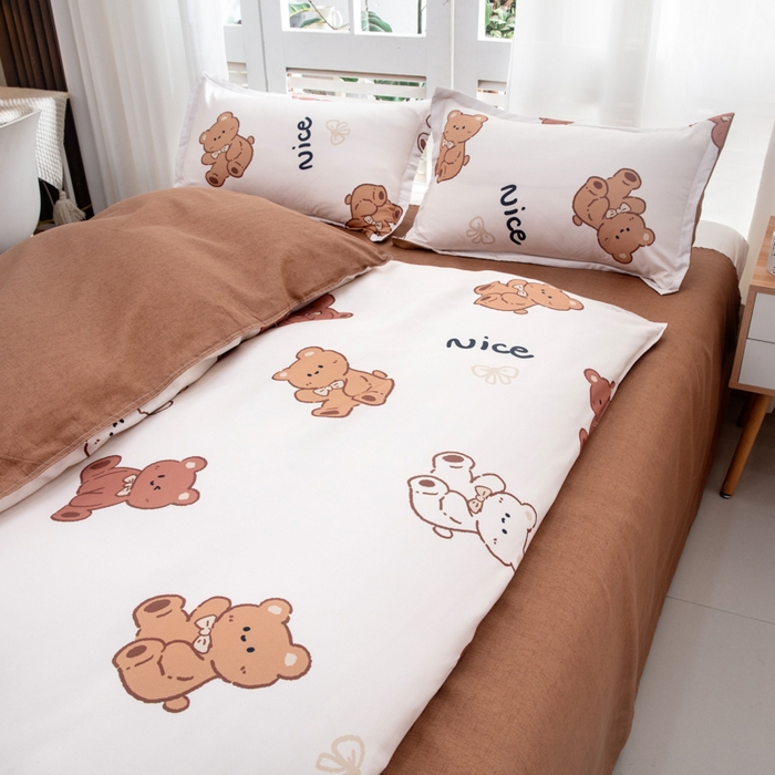 91家纺网 家纺一手货源 找家纺 乐居坊  2025新款柔软亲肤印花四件套大床图 Nice小熊