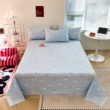 木堇家居 2025新款全棉三丽鸥床单枕套单品系列（含防伪码） 全棉床单--云朵大耳狗蓝