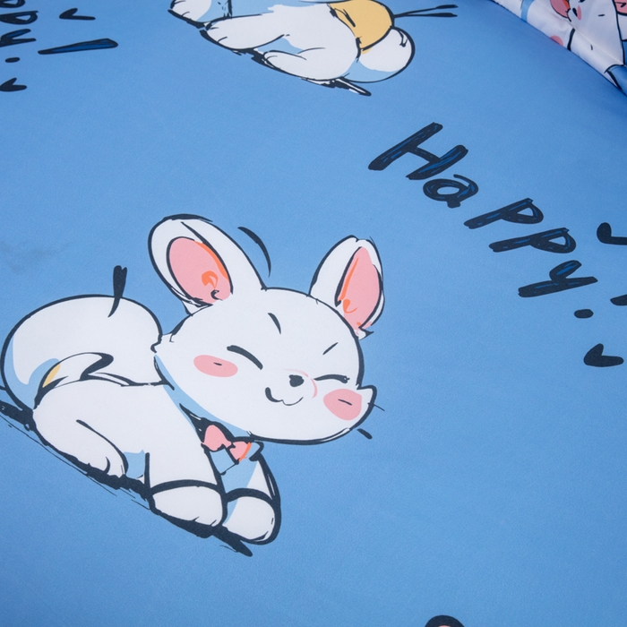 91家纺网 家纺一手货源 找家纺 乐居坊  2025新款柔软亲肤印花四件套大床图 快乐兔