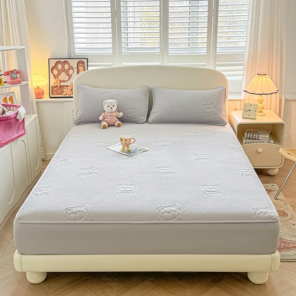 91家纺网 家纺一手货源 找家纺 喜居 2025新款幸运多-夹棉床笠系列 幸运多-雅灰