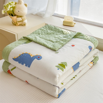 91家纺网 家纺一手货源 找家纺 （总）兄弟坊 2025新款水洗棉双层纱豆豆印花夏被夏凉被