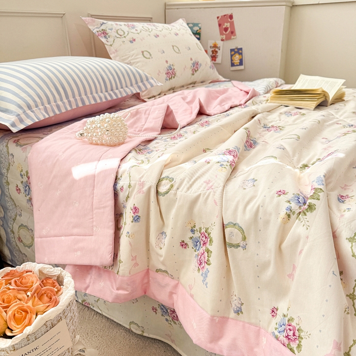 91家纺网 家纺一手货源 找家纺 棉造家居 2025新款春夏全棉纯棉印花夏被夏凉被空调被 芳菲羽