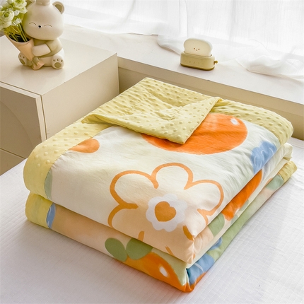 91家纺网 家纺一手货源 找家纺 （总）兄弟坊 2025新款水洗棉双层纱豆豆印花夏被夏凉被