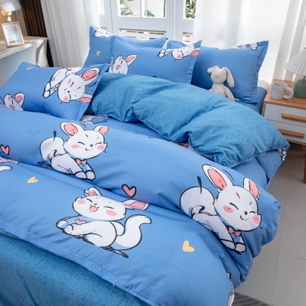 91家纺网 家纺一手货源 找家纺 乐居坊  2025新款柔软亲肤印花四件套大床图 快乐兔