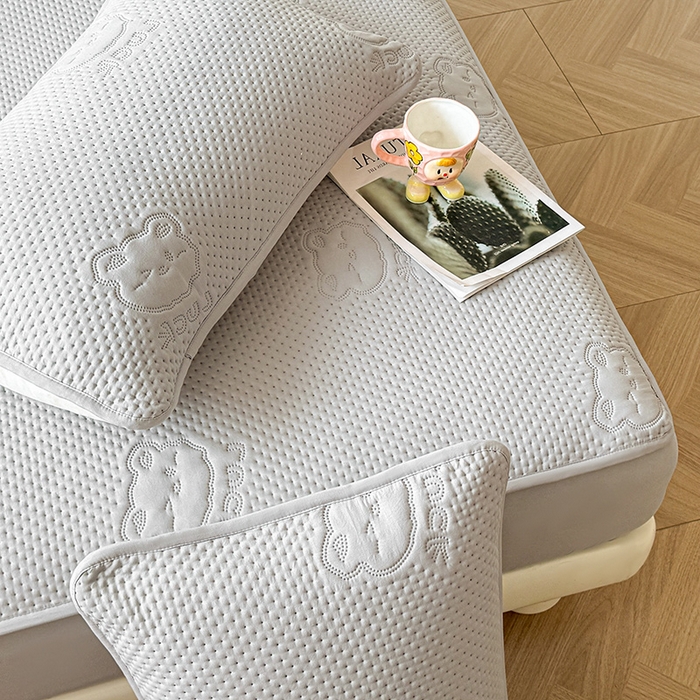 91家纺网 家纺一手货源 找家纺 喜居 2025新款幸运多-夹棉床笠系列 幸运多-雅灰