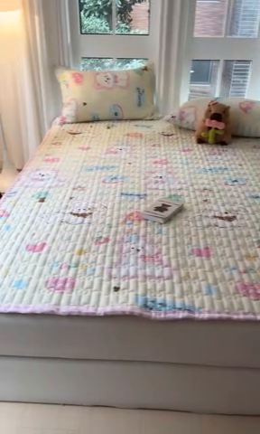 91家纺网 家纺一手货源 找家纺 Sweet dreams甜梦 2025新款全棉卡通小清新棉垫子床垫旅行垫 萌趣乐园