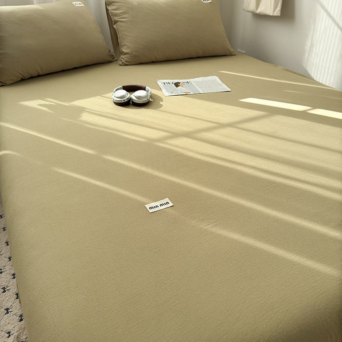 91家纺网 家纺一手货源 找家纺 罗亿家纺 2025新款云感提花双层纱单床单 茶绿床单