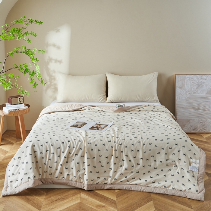 91家纺网 家纺一手货源 找家纺 森林人 2025新款A类针织棉大豆夏凉被 蝴蝶结