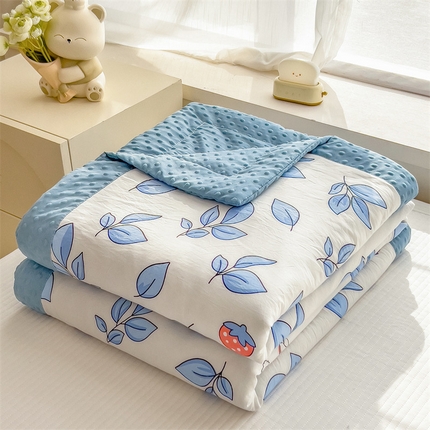 91家纺网 家纺一手货源 找家纺 （总）兄弟坊 2025新款水洗棉双层纱豆豆印花夏被夏凉被