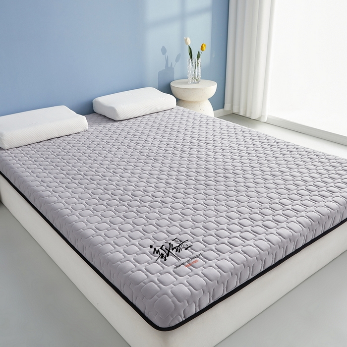 91家纺网 家纺一手货源 找家纺 祁恋婷家居 2025新款A类牛奶丝棉花抗压床垫【床垫遮盖物】 新疆棉花-四菱格灰