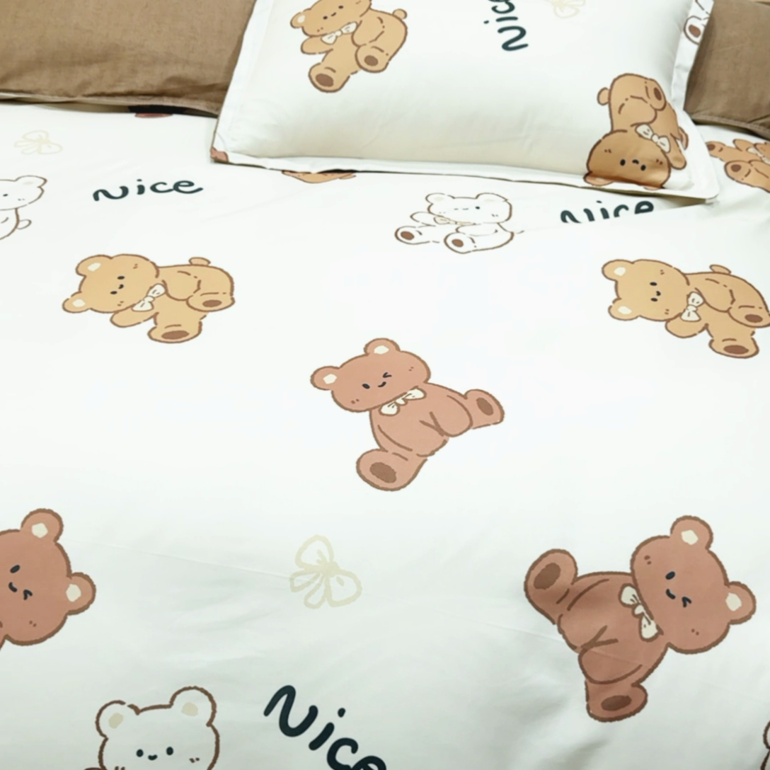 91家纺网 家纺一手货源 找家纺 乐居坊  2025新款柔软亲肤印花四件套大床图 Nice小熊