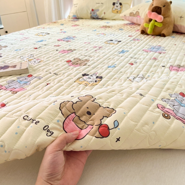 91家纺网 家纺一手货源 找家纺 Sweet dreams甜梦 2025新款全棉卡通小清新棉垫子床垫旅行垫 动物派对