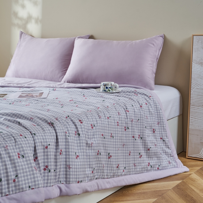 91家纺网 家纺一手货源 找家纺 森林人 2025新款A类针织棉大豆夏凉被 樱桃