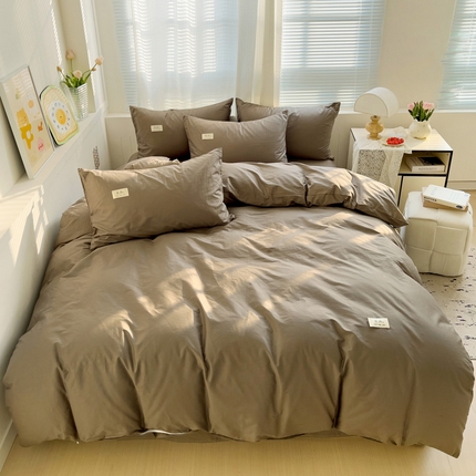 眠博士 2025新款全棉40支纯色系列单被套 全棉拼色-春泥色