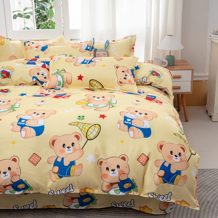 91家纺网 家纺一手货源 找家纺 乐居坊  2025新款柔软亲肤印花四件套大床图 小黄油拿铁