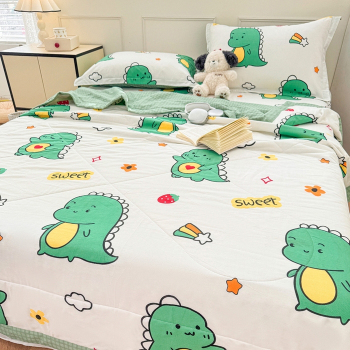 91家纺网 家纺一手货源 找家纺 棉造家居 2025新款春夏全棉纯棉印花夏被夏凉被空调被 恐龙宝贝